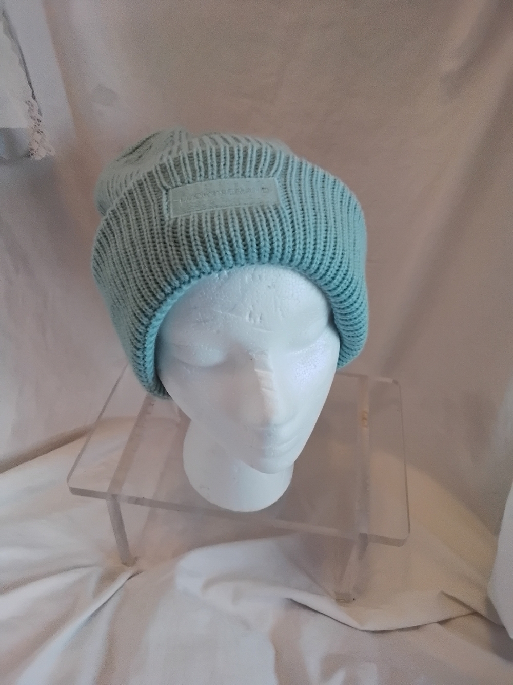 Lucky Brand Light Aqua Rib Knit Beanie Hat